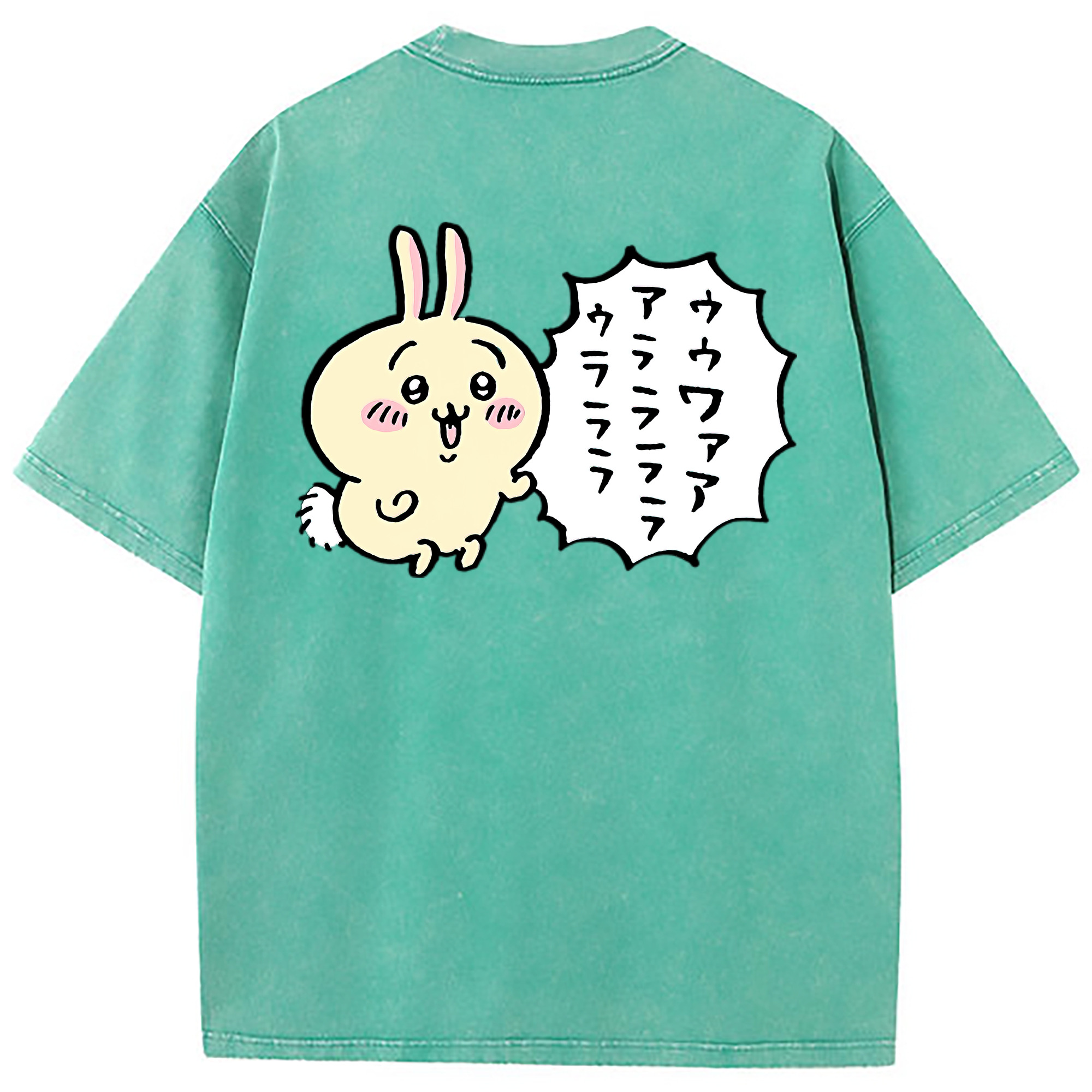 （画像用） ちいかわ うさぎ Chii-kawa usagi 綿100% ヴィンテージ風 半袖Tシャツ（背面プリント）